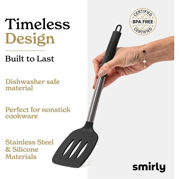 Smirly Silicone Utensils Set with Holder Kitchen Tools for Nonstick Cookware - Picture 15 of 16